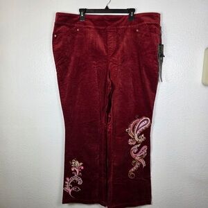DG2 by Diane Gilman Red‎ Embroidered Leggings
